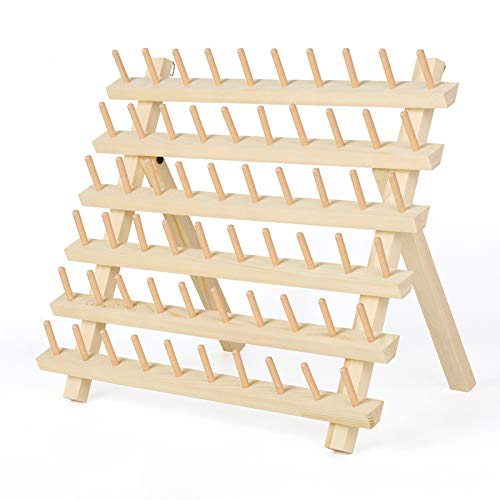 HAITRAL 60-Spool Thread Rack, Wooden Thread Holder Sewing Organizer for Sewing, Quilting, Embroidery, Hair-braiding