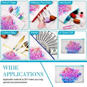 50 Pieces Sublimation Blank Canvas Makeup Bags Bulk Blank DIY Heat Transfer Cosmetic Makeup Bags Canvas Pen Case Pencil Bags Clear Sublimation Blank Pouch with Zipper (Mixed Colors, 7 x 4.3 Inch)