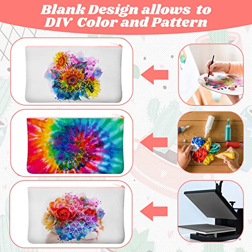 50 Pieces Sublimation Blank Canvas Makeup Bags Bulk Blank DIY Heat Transfer Cosmetic Makeup Bags Canvas Pen Case Pencil Bags Clear Sublimation Blank Pouch with Zipper (Mixed Colors, 7 x 4.3 Inch)