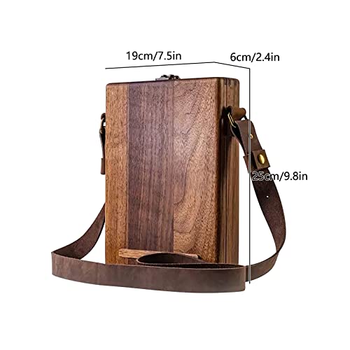 EUKK Writers Messenger, Multi-Function Artist Tool and Brush Storage Retro Wooden Handmade Portable Crossbody Postman Bag, Carry-on Box with Lid for Anyone That Loves Writing