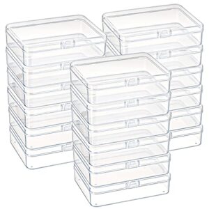 kingrol 18 pack mini clear plastic storage containers with lids, 4-1/2 x 3-3/8 x 1-1/8 inch empty hinged boxes for beads, jewelry, tools, craft supplies, flossers, fishing