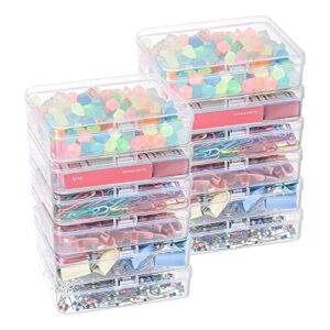 Kingrol 18 Pack Mini Clear Plastic Storage Containers with Lids, 4-1/2 x 3-3/8 x 1-1/8 Inch Empty Hinged Boxes for Beads, Jewelry, Tools, Craft Supplies, Flossers, Fishing