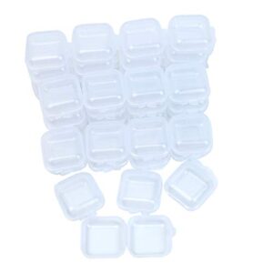 auear, 40 pack mini square storage containers box with hinged lid clear earplugs storage box plastic transparent storage box for tiny bead jewelry