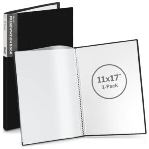 dunwell 11×17 binder with sleeves – (black), art portfolio folder 11 x 17, large folder with clear sheet protectors, 24-pocket displays 48 pages 17×11 posters, kids artwork organizer, archival quality