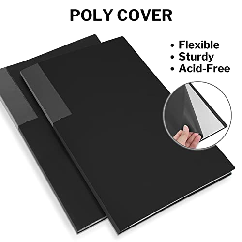 Dunwell 11x17 Binder with Sleeves - (Black), Art Portfolio Folder 11 x 17, Large Folder with Clear Sheet Protectors, 24-Pocket Displays 48 Pages 17x11 Posters, Kids Artwork Organizer, Archival Quality