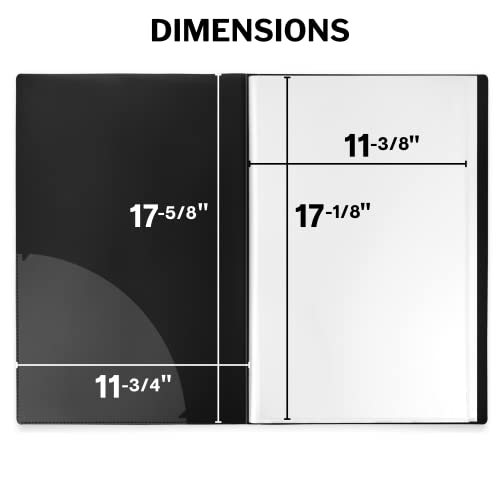 Dunwell 11x17 Binder with Sleeves - (Black), Art Portfolio Folder 11 x 17, Large Folder with Clear Sheet Protectors, 24-Pocket Displays 48 Pages 17x11 Posters, Kids Artwork Organizer, Archival Quality