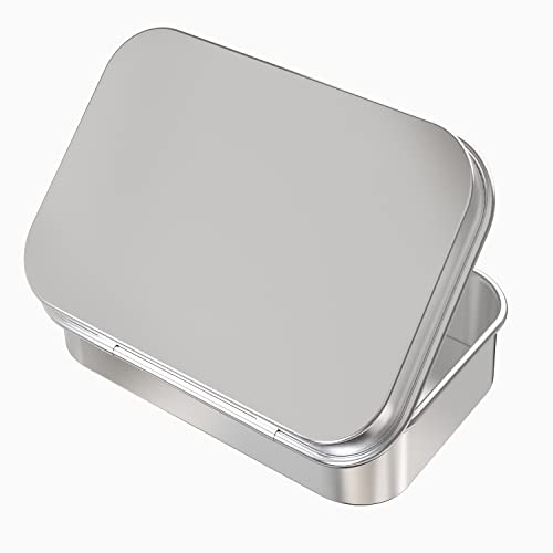 6 Pcs Metal Hinged Tin Box Container Mini Portable Small Storage Container Kit with Lid for Home Storage 4.5x3.3x0.9 Inch, Silver