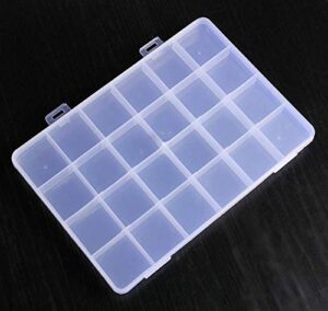 rlecs 2pcs 24 slots transparent plastic jewelry organizer box compartment storage container for bead rings jewelry display organizer