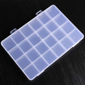 RLECS 2PCS 24 Slots Transparent Plastic Jewelry Organizer Box Compartment Storage Container for Bead Rings Jewelry Display Organizer