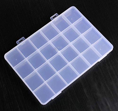 RLECS 2PCS 24 Slots Transparent Plastic Jewelry Organizer Box Compartment Storage Container for Bead Rings Jewelry Display Organizer