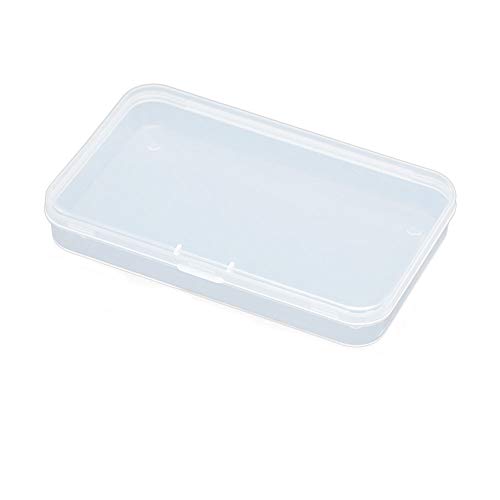 AKOAK Clear Polypropylene Rectangle Mini Storage Containers Box with Hinged Lid for Card,Accessories,Crafts,Learning Supplies,Screws,Drills,Battery,4.8" x 2.9" x 0.67",Pack of 4