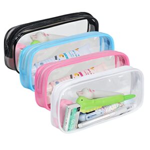 toplive 4 pcs pencil case set, clear pencil pouch bag, pvc zipper pen case, pencil storage, makeup bag travel toiletries bag for women, portable office supplies pouch for students adults