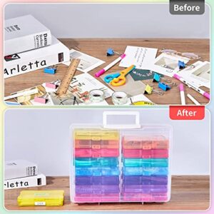 POPUFUN Photo Storage Boxes for 4x6 Inches Pictures, 16 Inner Photo Cases Seed Organizers, Rainbow Color Scrapbook Paper Storage Boxes Small Parts Organizers Craft Keeper with Colorful Sticker Labels