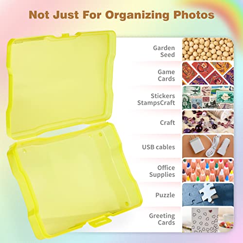 POPUFUN Photo Storage Boxes for 4x6 Inches Pictures, 16 Inner Photo Cases Seed Organizers, Rainbow Color Scrapbook Paper Storage Boxes Small Parts Organizers Craft Keeper with Colorful Sticker Labels