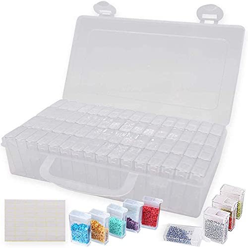 RZJZGZ 64 Grid Diamond Embroidery Box Jewelry Drill Storage Boxes Clear Plastic Diamond Painting Accessories Boxes for DIY Craft