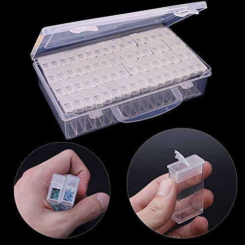 RZJZGZ 64 Grid Diamond Embroidery Box Jewelry Drill Storage Boxes Clear Plastic Diamond Painting Accessories Boxes for DIY Craft