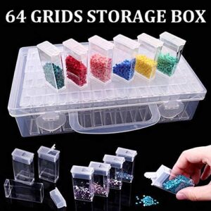 RZJZGZ 64 Grid Diamond Embroidery Box Jewelry Drill Storage Boxes Clear Plastic Diamond Painting Accessories Boxes for DIY Craft