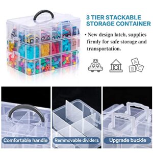 Arranpace 3 Layers Craft Stackable Storage Box, Art Container 30 Compartments Plastic Organizer Bin for Beads, Toy, Hair Accessories, Sewing, Washi Tapes, Nail Polish