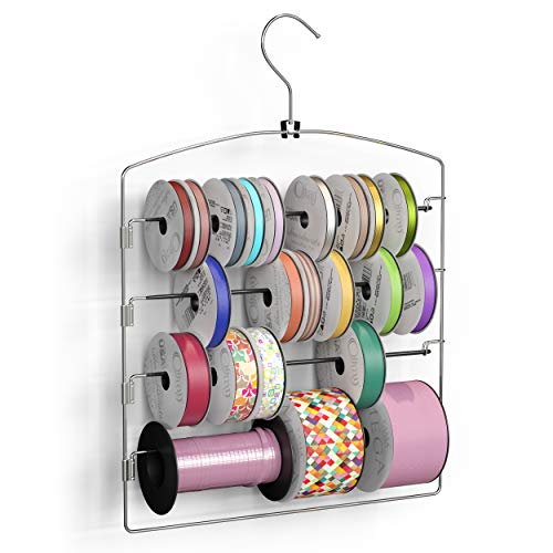 Craft Ribbon Organizer Storage 【Stainless Steel】 Ribbon Storage Organizer｜Ribbon Spool Storage｜ Ribbon Holder Organizer for Crafts｜ Ribbon Wall Organizer