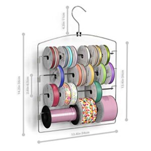 Craft Ribbon Organizer Storage 【Stainless Steel】 Ribbon Storage Organizer｜Ribbon Spool Storage｜ Ribbon Holder Organizer for Crafts｜ Ribbon Wall Organizer