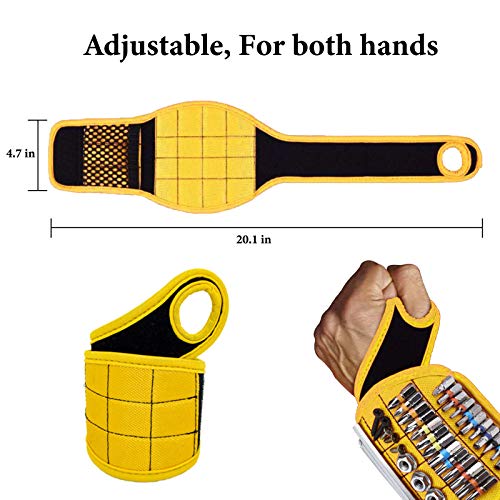 Magnetic Wristband Tools for Holding Screws, Nails, Drill Bits for Men Women with 16 Strong Magnets, Unique Gifts DIY Magnetic Wristband Pick-Up Gadgets for Husband Father Dad