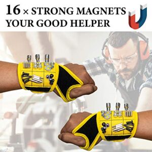 Magnetic Wristband Tools for Holding Screws, Nails, Drill Bits for Men Women with 16 Strong Magnets, Unique Gifts DIY Magnetic Wristband Pick-Up Gadgets for Husband Father Dad