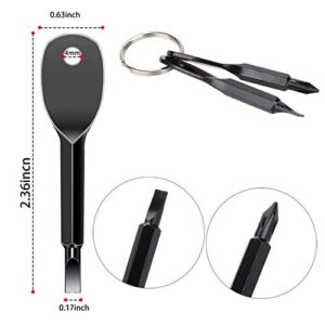 2 sets (4 pieces) Portable Keychain Screwdrivers, Mini Screwdrivers, Outdoor Emergency Gadgets (black and silver)