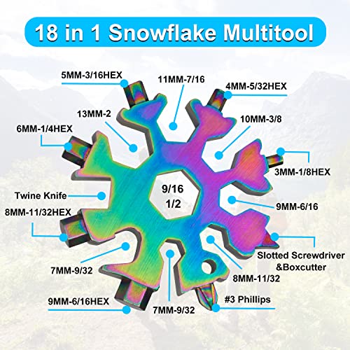 2 Pack 18 In 1 Snowflake Multi Tool, Stainless Steel Beer Bottle Opener, Flat Phillips Screwdriver Kit/Wrench, for Outdoor Travel Camping Adventure Daily Gadget Christmas Gift