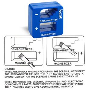 Katzco Blue Precision Magnetizer and Demagnetizer - 3 Pack - for Screwdrivers, Screws, Drill Bits, Sockets, Nuts, Bolts, Nails, Drivers, Wrenches, Tweezers, and Other Steel Tools