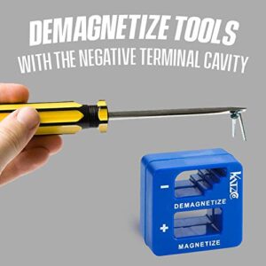 Katzco Blue Precision Magnetizer and Demagnetizer - 3 Pack - for Screwdrivers, Screws, Drill Bits, Sockets, Nuts, Bolts, Nails, Drivers, Wrenches, Tweezers, and Other Steel Tools