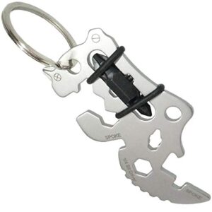 keychain multi-tools,pocket tool indoor outdoor multifunction tool portable gadget for bottle opener, screwdriver, wrench, spoke, 2cr13mov steel, rhinoceros silver