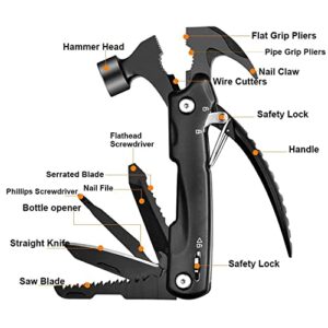 Multitool 12 In 1 Multifunctional Mini Hammer, Outdoor Camping Hiking Gear Pocket Survival Tools, Christmas Stocking Stuffer Gifts For Him Husband Dad Men Birthday Valentines