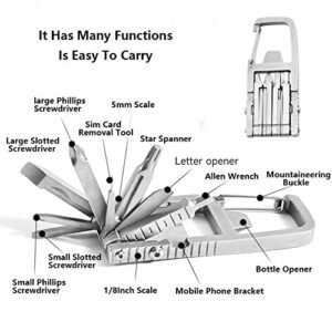 Octaville keychain Multitool 13 in 1 Folding Multi Tool hand tools Stainless Steel Bottle Opener Snowflake Flat Phillips Kit sim card removal tool（field）