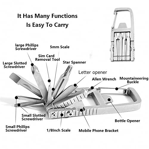 Octaville keychain Multitool 13 in 1 Folding Multi Tool hand tools Stainless Steel Bottle Opener Snowflake Flat Phillips Kit sim card removal tool（field）