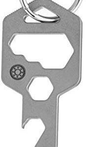 CLOSS 8 in 1 Titanium Multitool Keychain- Bottle Opener, Screwdriver and Wrench (Silver)