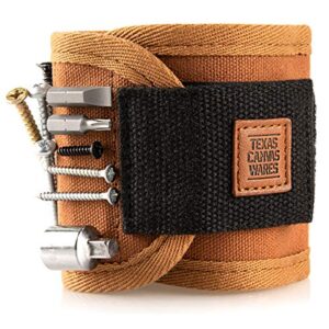 magnetic wristband handcrafted of premium canvas to hold screws, nails, diy unique cool gift for the man who has everything texas canvas wares