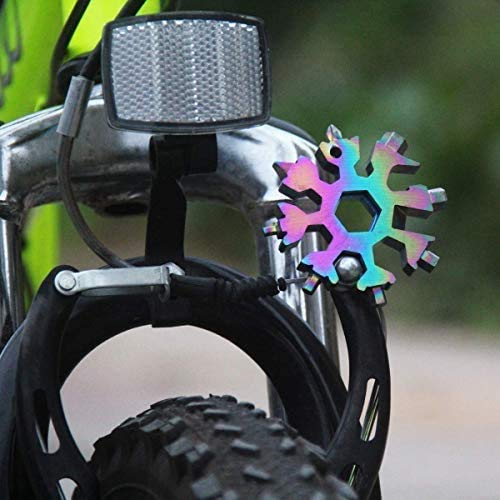 18 In 1 Incredible Multi-Tool , Stainless Steel Snowflakes Wrench Tool, Portable Keychain screwdriver -Bottle Opener, 2 Pack( Rainbow Color)