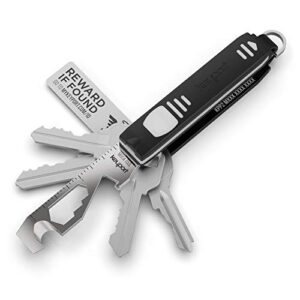 keyport pivot 2.0 essential bundle – premium multitool keychain | key organizer + keychain flashlight + bottle opener + lost & found all-in-one | modern keychain | aircraft aluminum (black)
