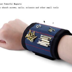 Polyester Magnetic Wristband Portable Tool Bag Electrician Wrist Tool Belt Screws Nails Drill Bits Holder Repair Tools (Blue)