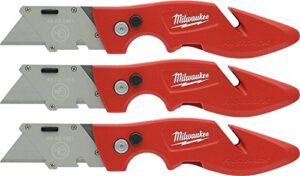 milwaukee 48-22-1901f fastback utility knife with wire stripping compartment, and gut hook (3 pack of 48-22-1901)