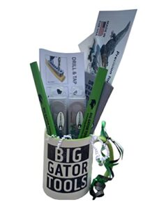 tap gift set- 2 tools, 2 carpenter pencils, mug, can cooler, stickers + more-10 piece assortment – fun gift for men or women – birthday anniversary holiday christmas get well big gator drill + tap