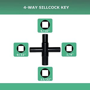 QPURO Water Meter Key 16 inch Kit - Industrial Grade Curb Key Water Shut Off Tool - Includes 4-Way Multi Functional Utility Tool and 4 Way Sillcock Water Key for Valves, Faucets, and Spigots