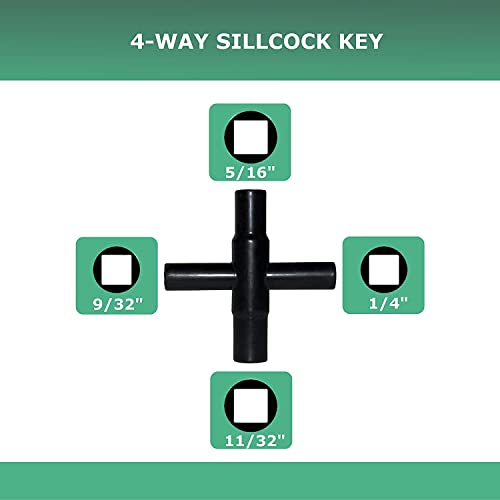 QPURO Water Meter Key 16 inch Kit - Industrial Grade Curb Key Water Shut Off Tool - Includes 4-Way Multi Functional Utility Tool and 4 Way Sillcock Water Key for Valves, Faucets, and Spigots