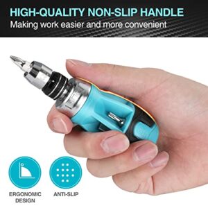 DURATECH Stubby Ratcheting Screwdriver, 12-in-1 Multi-bit Short Screw Drivers, Innovated Bits Quick-Load Mechanism, with Phillips, Slotted, Torx, Square Bits Stored in Handle