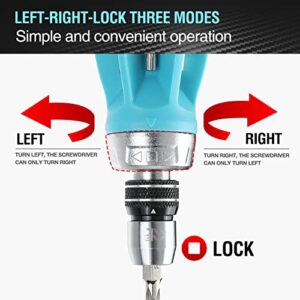 DURATECH Stubby Ratcheting Screwdriver, 12-in-1 Multi-bit Short Screw Drivers, Innovated Bits Quick-Load Mechanism, with Phillips, Slotted, Torx, Square Bits Stored in Handle