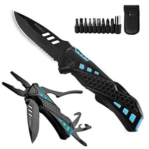winwild multitool pocket knife with pliers screwdrivers bottle opener safety lock,camping knife for survival camping fishing hiking, valentine’s day gift for men women (blue)