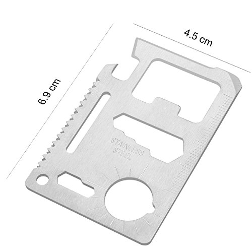 Credit Card 11-in-1 Survival Pocket Tool, Thickened Stainless Beer Opener steel/Inch Scale/Double Row Sawtooth Pocket Tool for Men (10PCS)