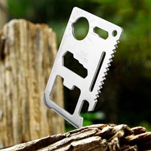 Credit Card 11-in-1 Survival Pocket Tool, Thickened Stainless Beer Opener steel/Inch Scale/Double Row Sawtooth Pocket Tool for Men (10PCS)