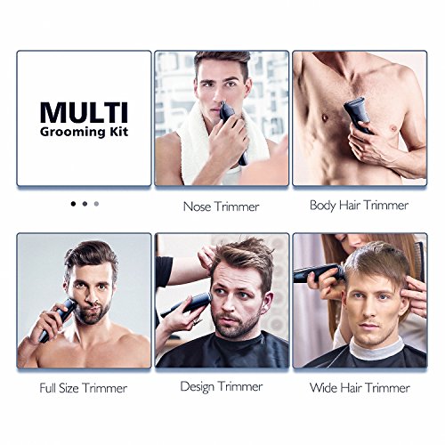 Hatteker Beard Trimmer Hair Clippers Mustache Trimmer Shavers for Men Hair Trimmer Nose Trimmer Body Trimmer 5-in-1 Cordless Haircut Kit for Men Waterproof