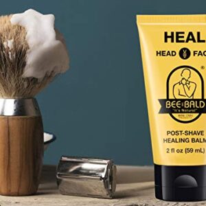 Bee Bald HEAL Post-Shave Healing Balm Immediately Calms & Soothes Damaged Skin, Treats Bumps, Redness, Razor Burn & Other Shaving Related Irritations.